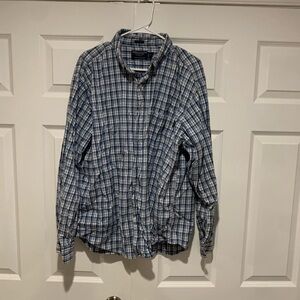 American Eagle Outfitters Blue and White Checkered Shirt